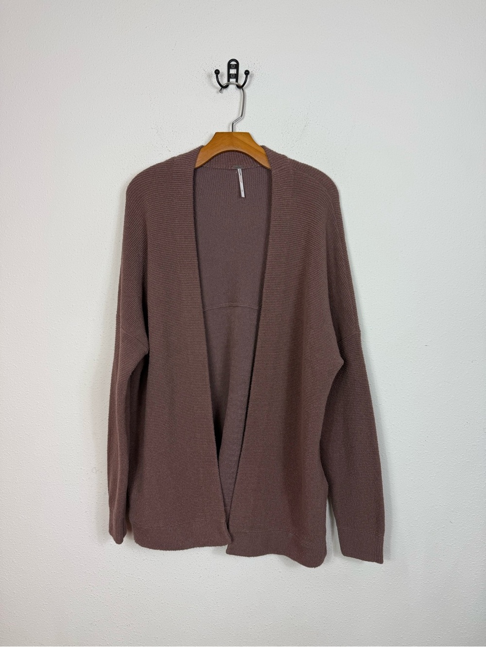 Free People Brown Ottoman Cardigan Sweater Small Slouchy Ribbed Knit Relaxed Fit - Picture 3 of 10